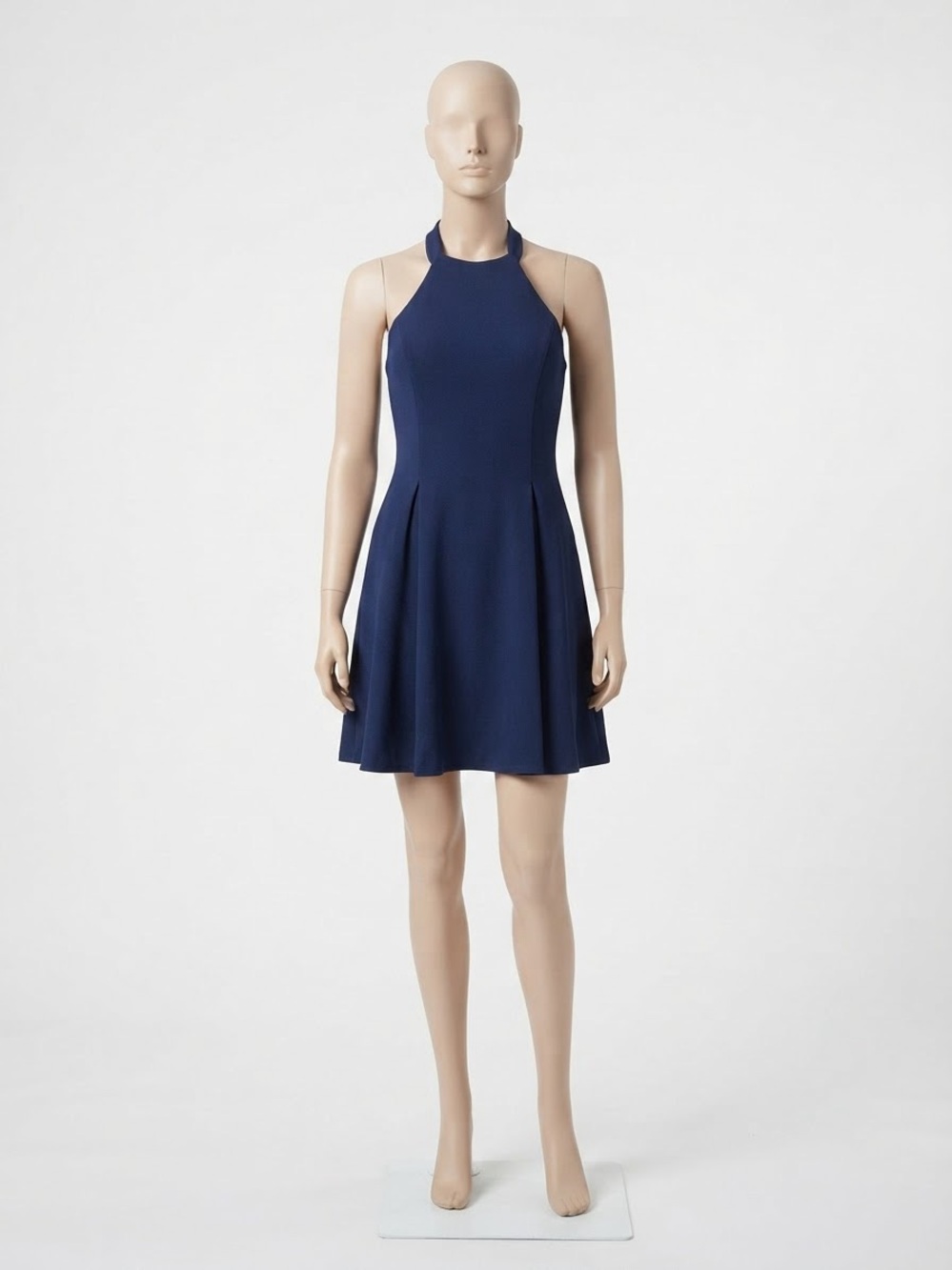 Navy Halter Fit & Flare Dress